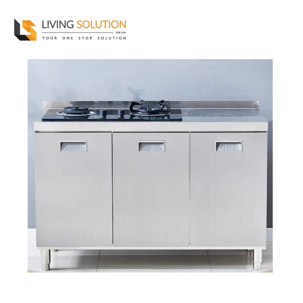 image.title cm Stainless Steel Kitchen Cabinet with Stove Cut - Living  image