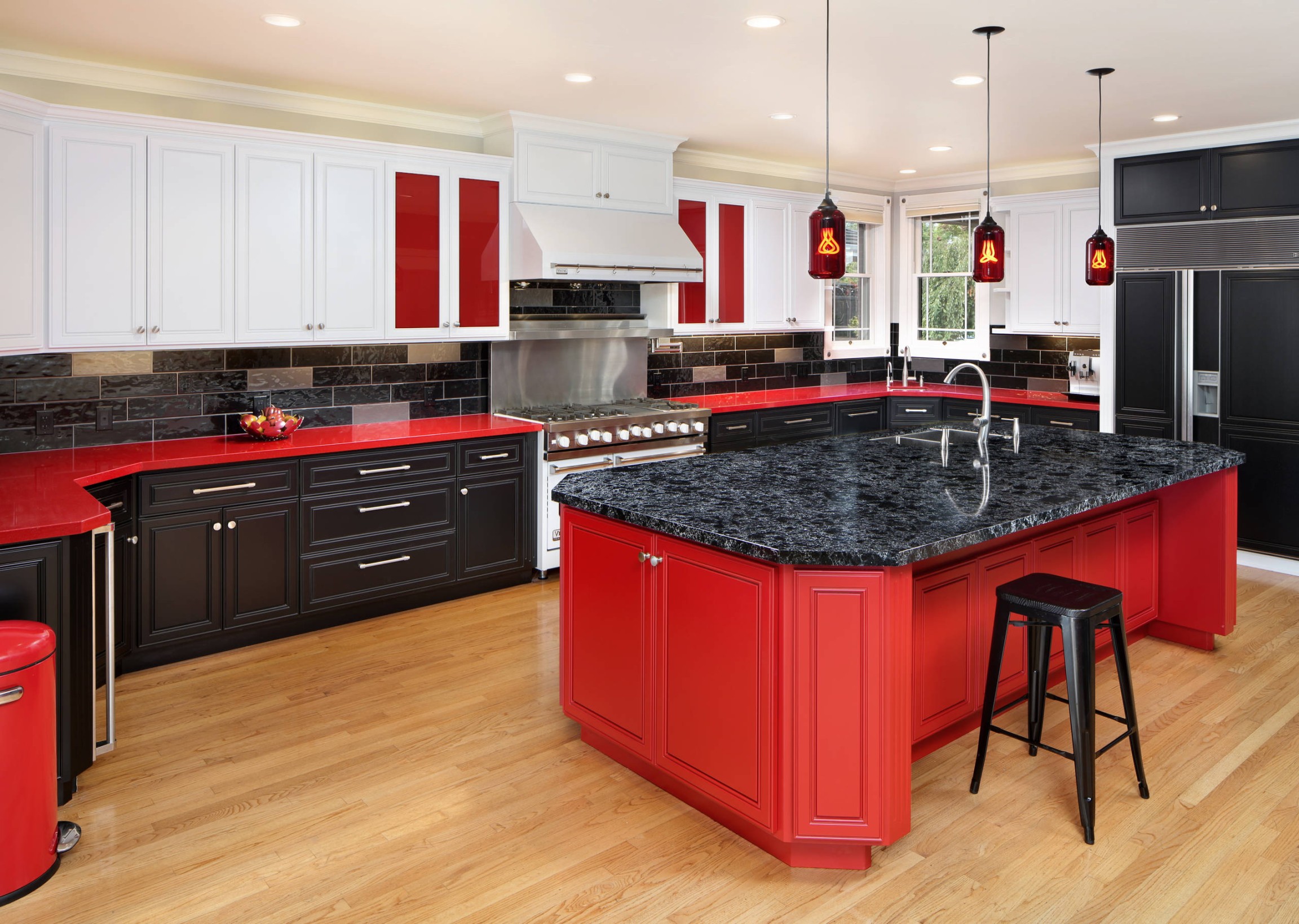 image.title Kitchen with Red Cabinets and Black Backsplash Ideas You