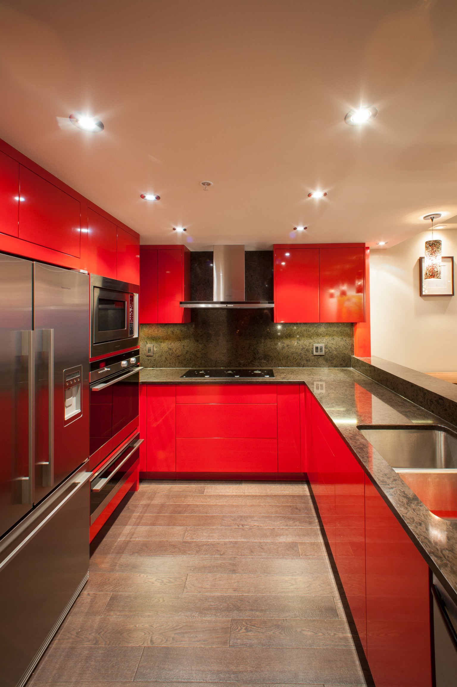 image.title Kitchen with Red Cabinets and Black Backsplash Ideas You